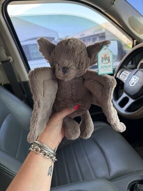Jellycat Taupe Plush Bat with Floppy Wings